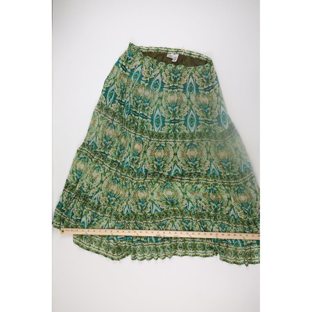 Jones New York Sport Maxi Skirt 14 Green Geometric Tiered Boho Chiffon Casual - Picture 3 of 6